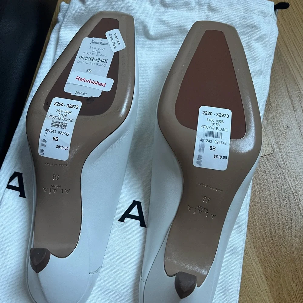 BNWT Alaia Spike 55 Leather Peep-Toe Mules in White Size 38 - Picture 4 of 10